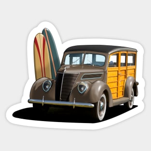 1937 Ford Woody Station Wagon in brown Sticker